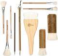 Pottery Glaze Brushes,10 PCS Painting Ceramic Brush Set, Different Shape Wool Soft Bristle for Ceramic Pottery Glazing Creation