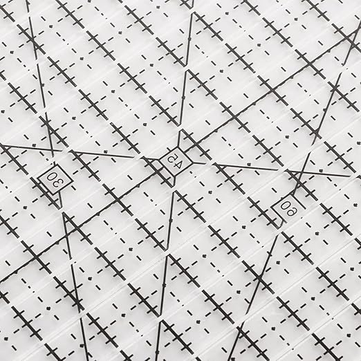 Pssopp Charming Shape Cut Ruler, Transparent Acrylic, Accurate Scale, Black Grid Line, Multifunction, Quilters Ruler, 25.5cm x 8.1in