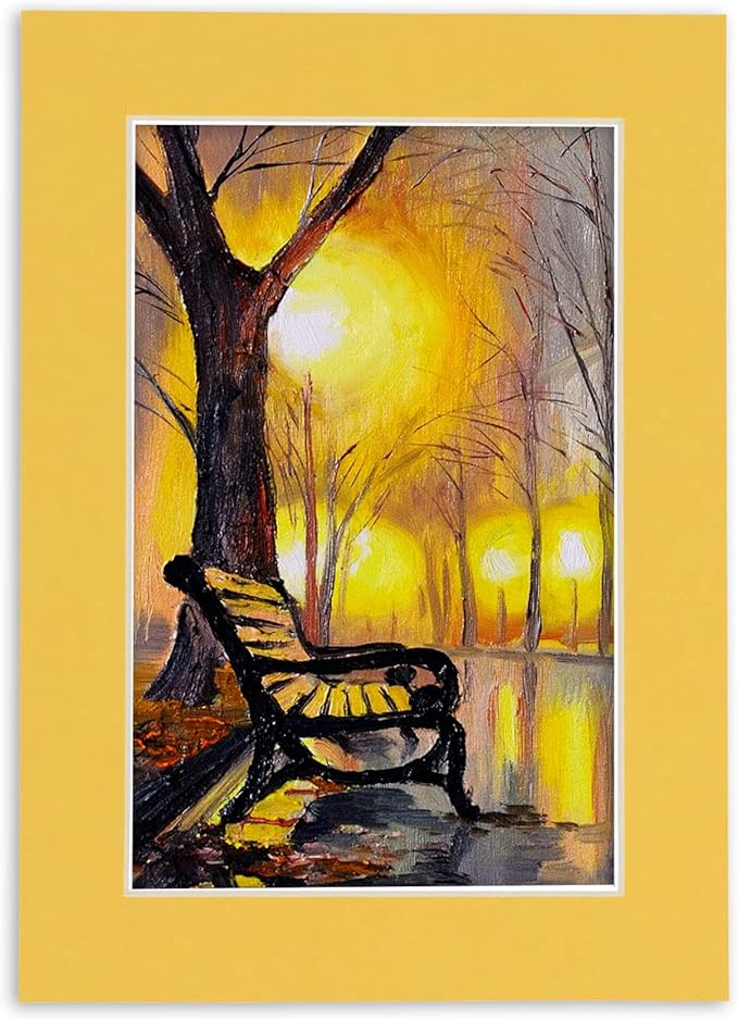 Pack of 25 Acid Free 11x14 Mats Bevel Cut for 8.5x11 Photos - Chamois Yellow Precut Matboards For Pictures, Photos, Framing - 4-ply Thickness