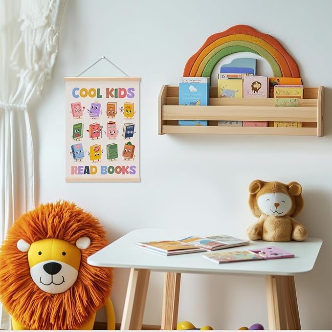 Reading Poster Hanger, Reading Nook Classroom Decor Wall Decor, Toddler Learning Posters, Educational Posters Wall Art Wall Hanging Banner Farmhouse Living Room Nursery Home Baby Room Decor