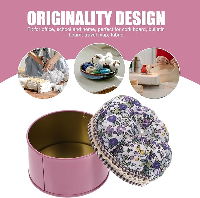 Pin Cushions Head Pin Holder Sewing Pin Storage Box for DIY Craft Hand Sewing Supplies 3.14X3.14X2.87Inch