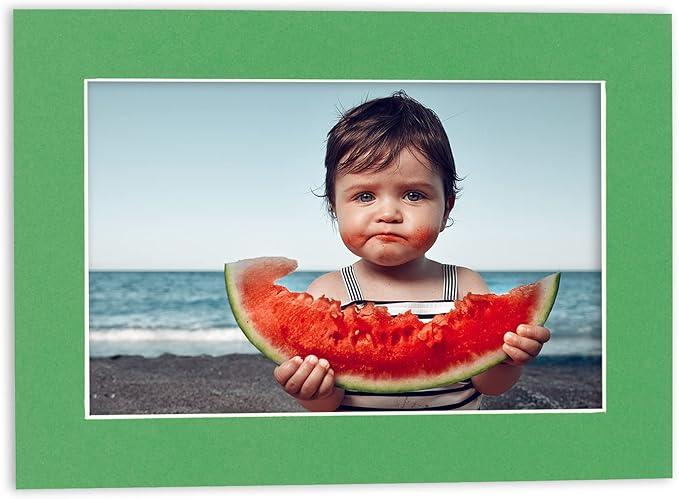 6x8 Mat for 8x10 Frame - Precut Mat Board Acid-Free Bright Green 6x8 Photo Matte Made to Fit a 8x10 Picture Frame, Premium Matboard for Family Photos, Show Kits, Art, Picture Framing, Pack of 1 Mat