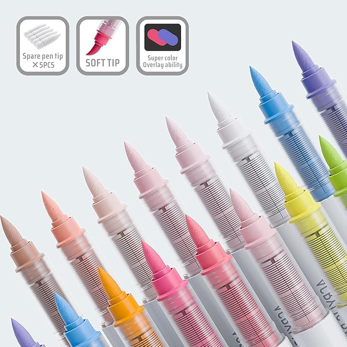 192 Color Acrylic Paint Markers Set – Brush Tips, Quick Dry Permanent Markers for Rock, Egg, Wood, Fabric, Glass, DIY Crafts, Waterproof Fabric Paint Marker for Adult Coloring Books No Bleeding