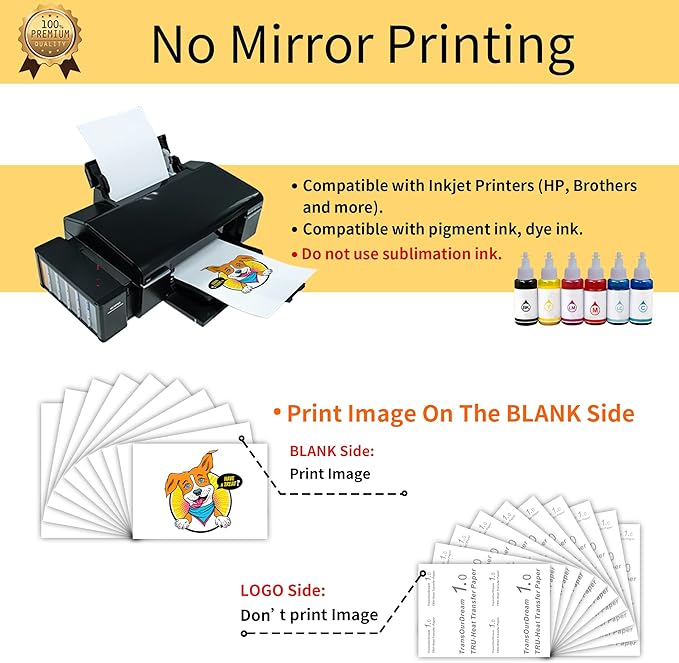 TransOurDream Printable Heat Transfer Paper for Dark and Light T Shirts (10+10 Sheets, 8.5x11", Mix Pack) Iron on HTV Vinyl Transfers Paper for Inkjet Printers (D1L2)