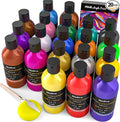 Nicpro Metallic Acrylic Paint Set (8.45 oz, 250 ml), 20 Colors Large Acrylic Paint Bulk, Non Toxic Art Painting Supplies for Multi Surface Canvas Rock Wood Leather Stone Metal Craft with Color Wheel