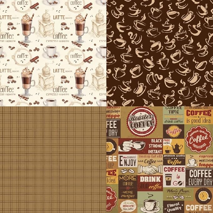 Vintage Coffee Scrapbook Paper Pad - 6x6, 24 Sheets, Cardstock, Square, Uncoated, Perfect for Scrapbooking, Crafts