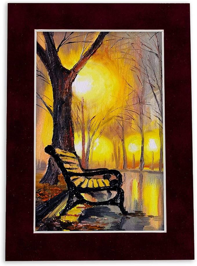 Pack of 25 Acid Free 11x14 Mats Bevel Cut for 8.5x11 Photos - Dark Red Suede Precut Matboards With Backing Boards and Clear Photo Mat Bags For Pictures, Photos, Framing - 4-ply Thickness