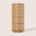 XIMN 360° Rotating Bamboo CD/DVD Shelf - 6-Tier Space-Saving Media Storage Cabinet for Movies, Organizer with Super Compact Design (Nature, 4 Tier)