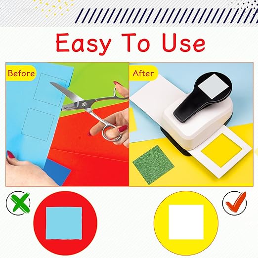 Square Punches for Paper Crafts 0.7 inch Square Hole Punch Squares Paper Punches for Crafting SquarePunch Cutter Squares Shape Hole Puncher for Scrapbooking Card Making DIY Project