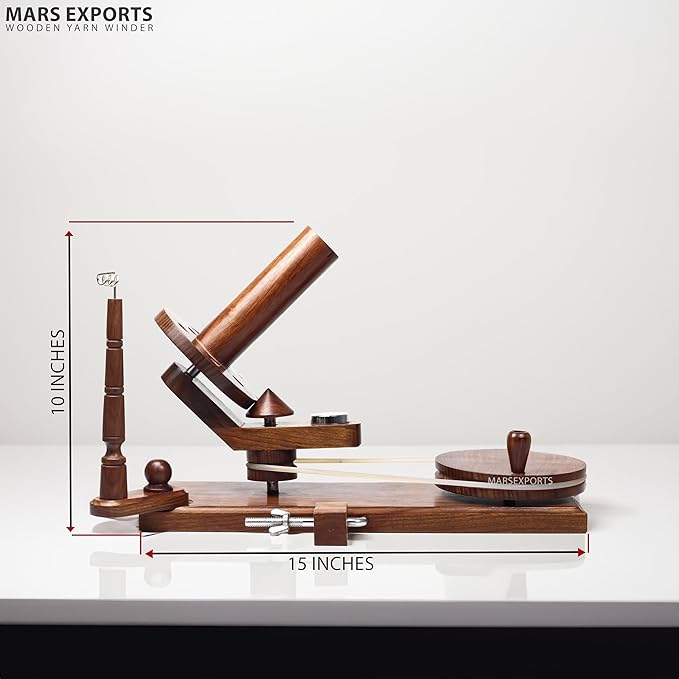 Mars Exports - Wooden Yarn Winder for Knitting and Crocheting, Wooden Yarn Swift Hand Operated Large Yarn Ball Winder, Heavy Duty Yarn Winder (ONLY Winder Rosewood)