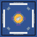 Mahjong Mat for Table 33''x33'', Non-Slip Mahjong Cloth Cover with Game Rules, Mahjong Tablecloth for Poker, Board Games Table Mat, Card Games, Tile Games, Dominoes (Blue)