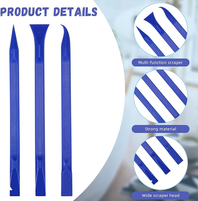 Minatee 18 Pieces Non-scratch Plastic Scraper Tool Multi-purpose Carbon Fiber Pen-shaped Plastic Scraper for Cleaning Small and Narrow Space(Blue)
