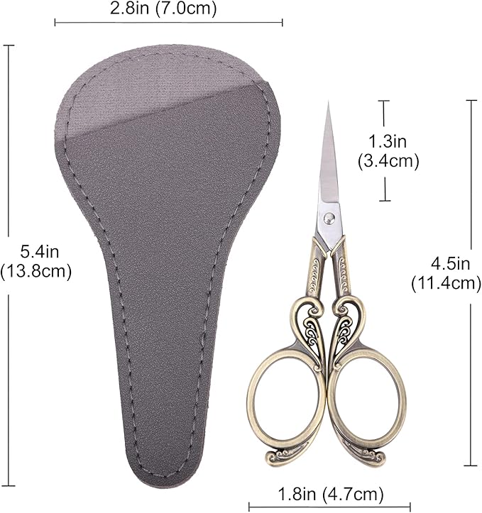 Embroidery Scissors, Small Sharp Precision Sewing Scissor with Cover for Craft, Arts, Needlework, Cross Stitch, Thread Yarn Fabric Detail Cutting DIY Tools 4.5 inches