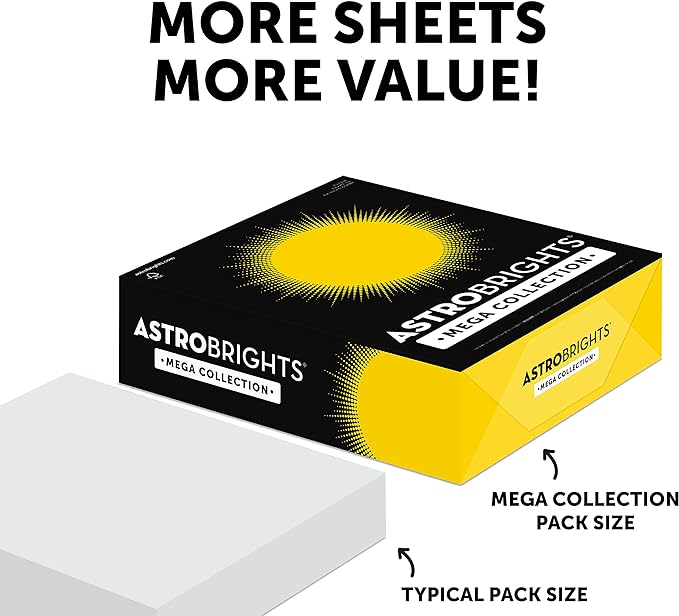 Astrobrights Mega Collection, Colored Paper, Ultra Purple, 625 Sheets, 24 lb/89 gsm, 8.5" x 11" - MORE SHEETS! (91691)