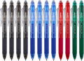 ParKoo Retractable Erasable Gel Pens Clicker Fine Point 0.7 mm, No Need for White Out, 4 Assorted Color Inks for Completing Sudoku and Crossword Puzzles, 12-pack