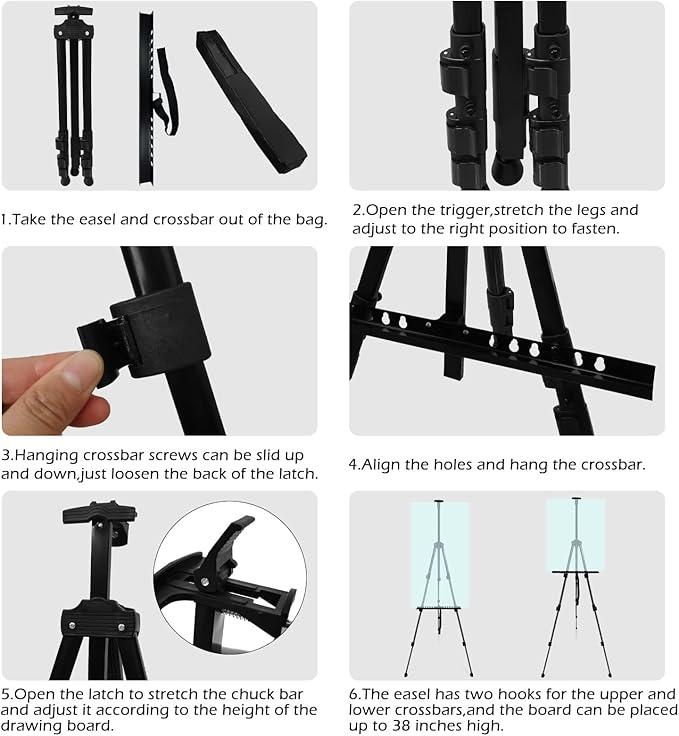 Art Easel Stand for Painting Canvases - 66-Inch Adjustable Metal for Adults Tabletop & Outdoor Use - Lightweight Portable Easel for Displaying & Drawing - Sturdy,4-Pack.