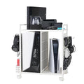 PLKOW Video Game Storage Rack, Game Storage Organizer for Consoles, Controllers, Headphones PS5 PS4 Xbox Switch Nintendo Accessories, Rolling PS5 Console Stand, Perfect Holiday Present, White