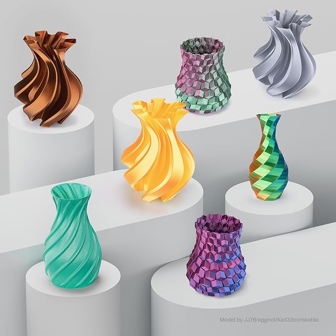 ELEGOO Silk PLA Filament Bundle 1.75mm, Dual Colors 3D Printer Filaments Dimensional Accuracy +/- 0.05mm, Multicolors 4 Pack 250g Spool Green Red/Blue Purple/Black Red/Blue Green