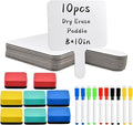 10 Pcs Dry Erase Answer Paddle, 10 x 8 Inch Auction Paddles with Markers and Erasers, Handheld White Board with Handle for Teaching Meeting Bidding Voting Games (Double Sided)