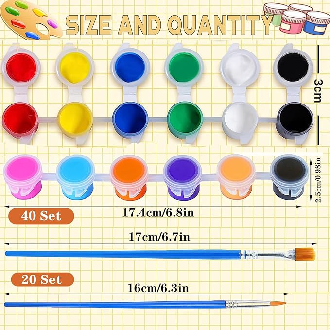 280 Pcs Mini Acrylic Paint Set for Kids, 12 Colors Washable Acrylic Paints Strip for Kids&Adults Craft Kit, with Mini Painting Container for Easter Eggs Art Craft Easter Gifts Party Birthday