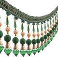 3yards Beading Fringe Trimming Long Beads Tassel Curtain Trim Ribbon Trim for Cover Edge Decorative (green)