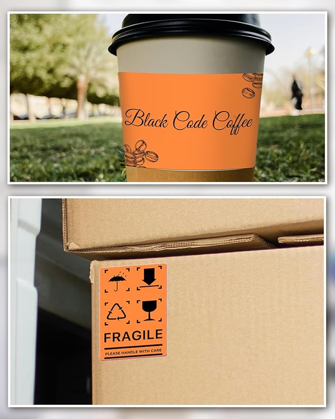 iEager 3" x 2" Thermal Labels, Rectangle Thermal Printer Stickers, Self-Adhesive Durable Sticker with Perforation Line, 500 Labels/Roll, Orange