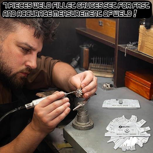 ZeeDix Metal Fillet Weld Gauge Set, Stainless Steel Welding Inspection Gauge Tool(1/8" - 1") Ulnar Metric & Inch