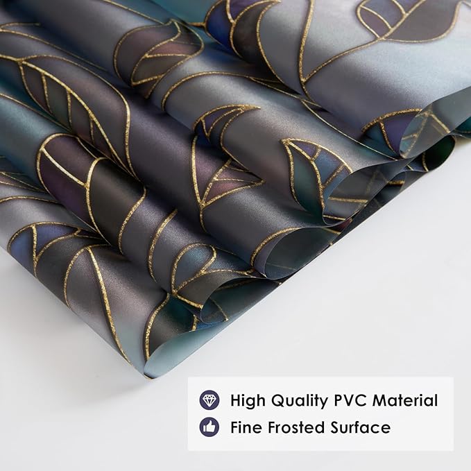 DKTIE Static Cling Decorative Window Film Vinyl Non Adhesive Privacy Film, Multilayer UV Inkjet Technology, 3D Thickened Stained Film (S166, 17.7'' x 118.1'')