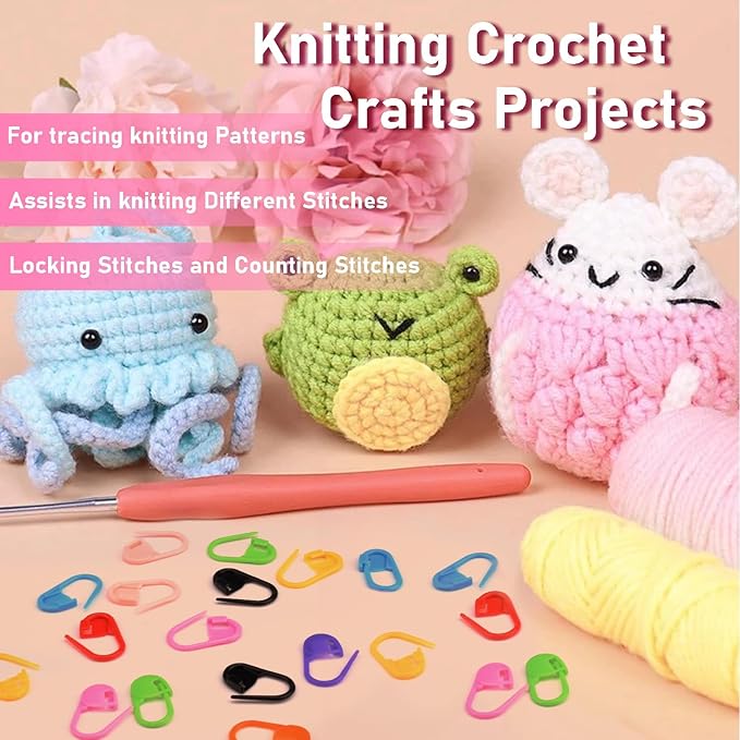 150 PCS Plastic Knitting Stitch Markers for Crocheting, Crochet Stitch Marker for Yarn Crafts Knitting Weaving Locking Plastic Safety Pins Crochet Supplies Accessories, Black