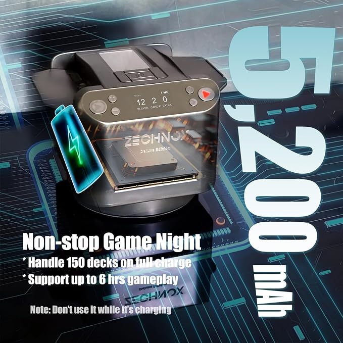 2025 New Smart 2-in-1 Automatic Card Shuffler and Dealer,Programmable Card Dealer,Card Shuffler 2 Deck,360° Rotation,Ultra Quiet,Rechargeable,Support 12 Players (EU White+8 Remotes)