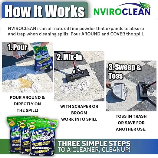 5 LB (Pack of 3) - Absorbs up to 180 LBS! Spill Absorbent & Encapsulant for Oil, Paint, Pet Waste, Chemicals and More.
