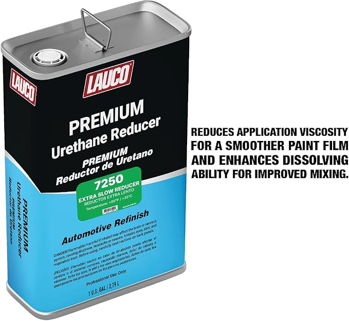 LAUCO Extra Slow Urethane Grade Reducer (7250), 1 Gallon, > 95°F - for Automotive Paint and Industrial Paint Use - High Performance Automotive Grade (Extra Slow - One Gallon)