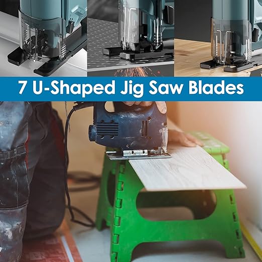 54Pcs Jig Saw Blade Set High Carbon Steel Assorted Saw Blades with U-Shank Sharp Fast Cut Down Jigsaw Blade Woodworking Tool for Wood Metal Plastic Cutting