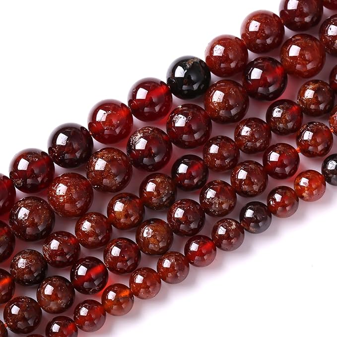 6MM 60PCS Natural Orange Garnet Beads Round Loose Beads for Jewelry Making DIY Necklace Accessories Energy Crystal Healing Power Bracelet