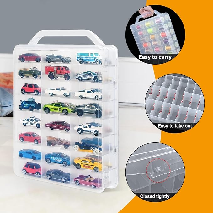 DUOFIRE 46 Grids Sewing Box, Double Sided Thread Organizer, Portable Clear Embroidery Floss Organizer, Plastic Organizer Box for Embroidery and Sewing Threads, Embroidery Floss, Crafts, Small Toys