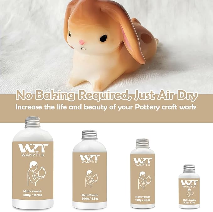 Air Dry Clay Glaze 100ml, Matte Varnish for Air Drying Clay - Clear Matte Finish for Pottery/Sculptures/DIY Craft - Waterproof Acrylic Coating