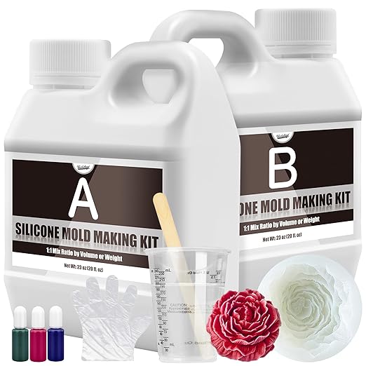 Silicone Mold Making Kit - 46oz Translucent 15A Liquid Silicone Rubber 1:1 Mixing Ratio for Mold Making, Fast Curing DIY Molding Kit for Resin Casting, Candle Molds, Soap Molds, Craft (3 Colors)