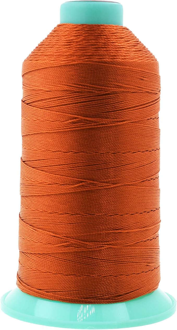 Mandala Crafts Bonded Nylon Thread Burnt Orange Heavy Duty Sewing Threads - 800 YDs Size 207 630D T210 Tex 210 Thread for Leather Jeans Weaving Outdoor Marine Upholstery Threads