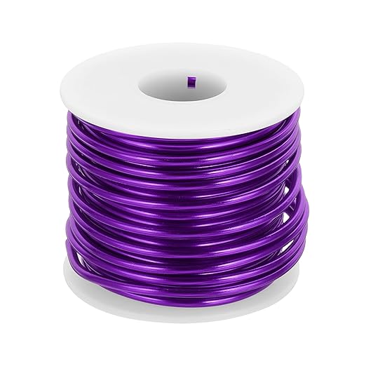 MECCANIXITY 9 Gauge Anodized Aluminum Craft Wire Bendable Bonsai Training Wire 56 Feet 3mm for Sculpting Crafts Wreath Floral Beading Jewelry Making, Purple