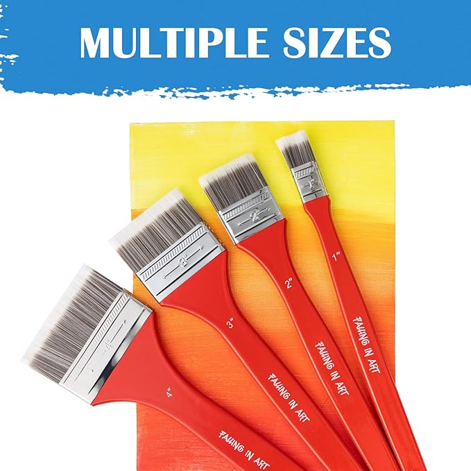 Falling in Art Flat Paddle Paint Brush with Long Handle, Large Scale Brush for Oil and Acrylic Paints, 3 Inch