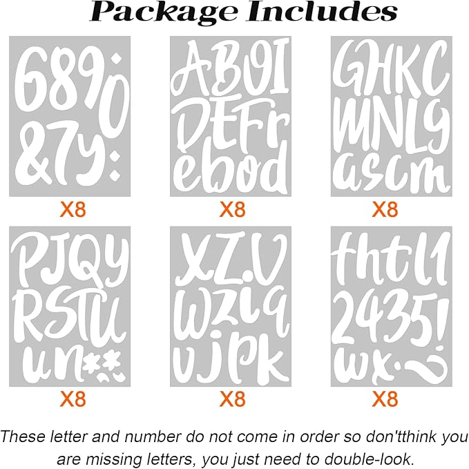 Outus 576 Pieces 8 Sheets Letters Stickers Self Adhesive Vinyl Letter Alphabet Number Stickers Mailbox Numbers Sticker, Decals for Classroom Decor, Sign, Door(White,6 Inch)