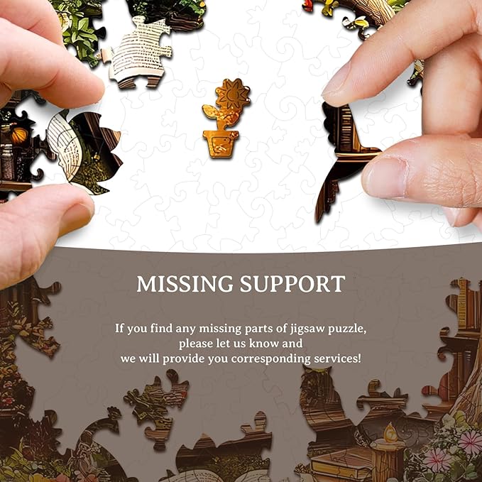 KAAYEE Wooden Puzzles for Adults, 3D Visual Effect Tree House Library Wooden Jigsaw Puzzle Unique Shape Wood Puzzle Adult, 3D Effect Flat Puzzle Birthday Family Games (M-11.4 * 11.4 in-200pcs)
