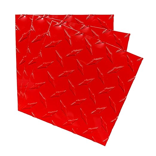 EAGLE 1: 12" x 12" 26 Gauge Sheet Metal Squares (3 Pack Per Order, Multiple Colors) Great for Arts, Crafts, DIY Home or Work Projects (12" X 12", Red Diamond Plate)