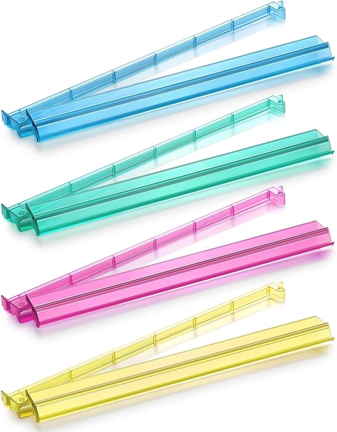 Mahjong Racks with Pushers,4 Colors Acrylic American Majiang Tile Racks,Imports Modern Mahjong Racks with Built-in Pushers- Set of 4