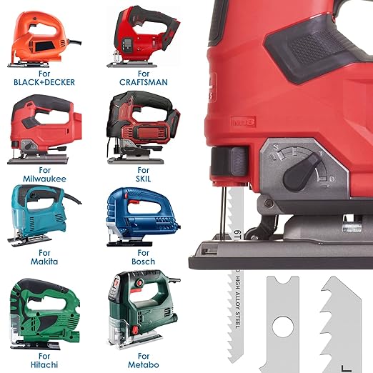 54Pcs Jig Saw Blade Set High Carbon Steel Assorted Saw Blades with U-Shank Sharp Fast Cut Down Jigsaw Blade Woodworking Tool for Wood Metal Plastic Cutting