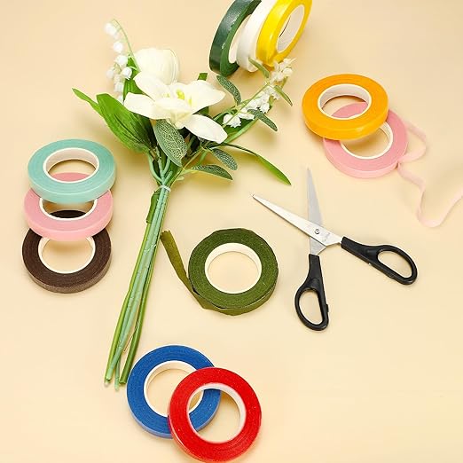 MECCANIXITY 3 Rolls Floral Tapes, 30 Yard x 1/16 in Florist Crepe Flowers Bouquets Tape Adhesive Waterproof for Flower Arranging Wrapping, Red