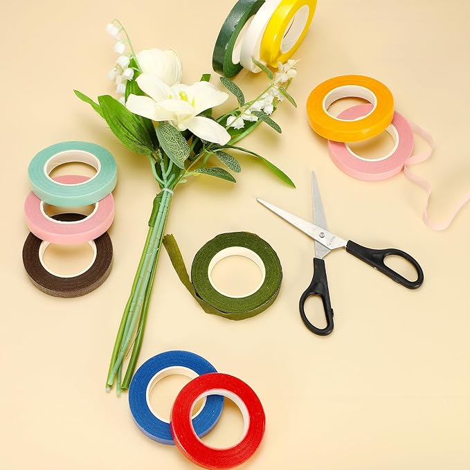 MECCANIXITY 3 Rolls Floral Tapes, 30 Yard x 1/16 in Florist Crepe Flowers Bouquets Tape Adhesive Waterproof for Flower Arranging Wrapping, Dark Green