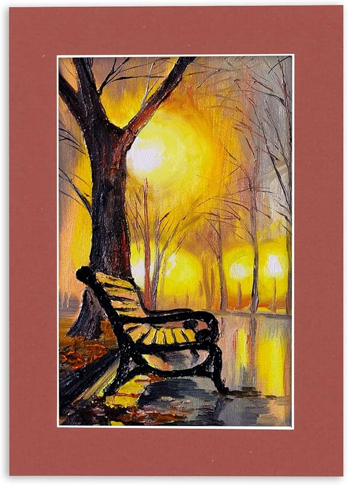 8.5x11 Mat Bevel Cut for 7x9 Photos - Acid Free Brick Red Precut Matboard With Backing Board and Crystal Clear, Self Seal Photo Mat Bag - For Pictures, Photos, Framing - 4-ply Thickness