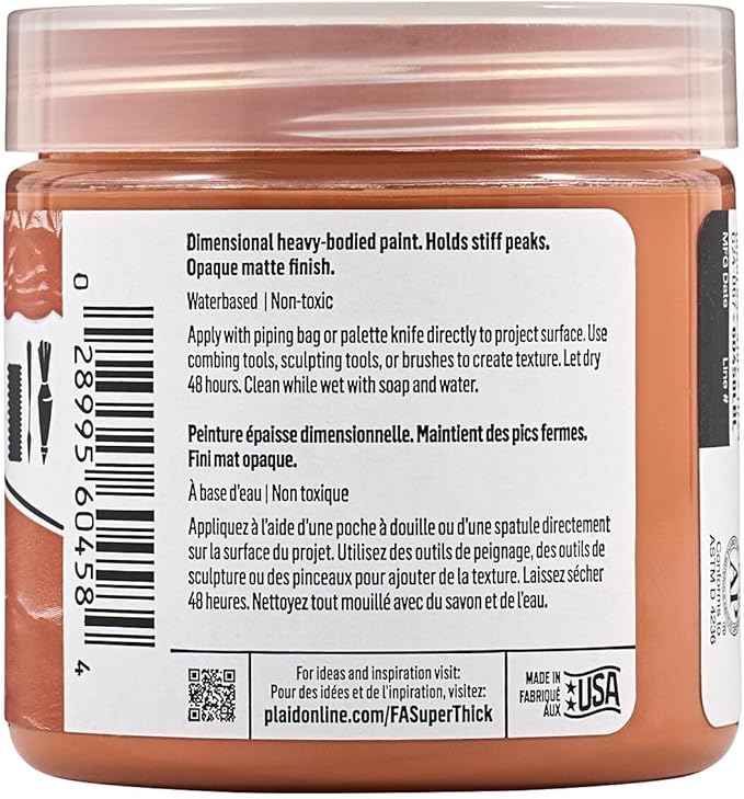 FolkArt Super Thick Acrylic Paint with a Textured Finish, Terra Cotta, 4 oz
