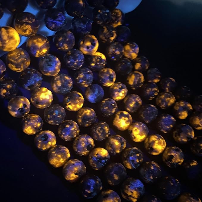 6MM 120pcs Natural Flame Yooperlite Stone Energy Beads Round Loose Beads for Jewelry Making DIY Bracelet Necklace 2 Strands 32"